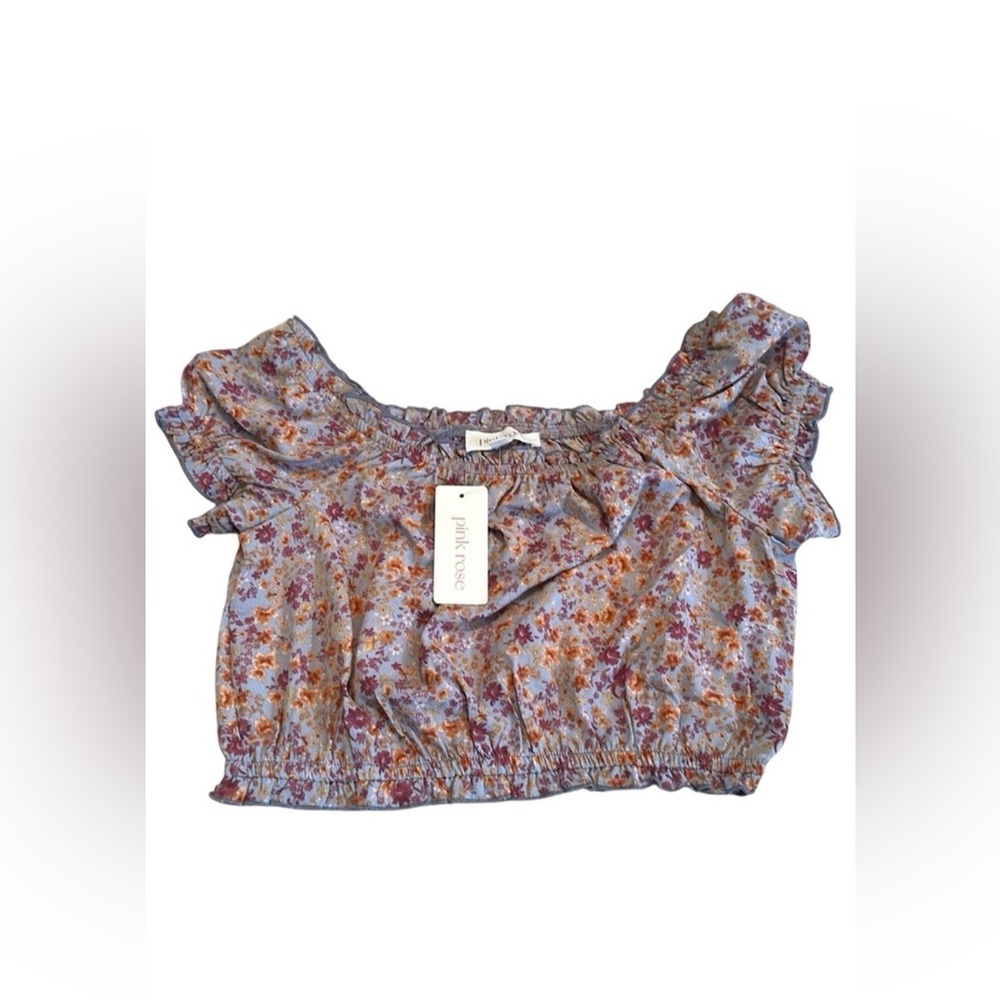 NWT Pink Rose Cropped Floral Top
